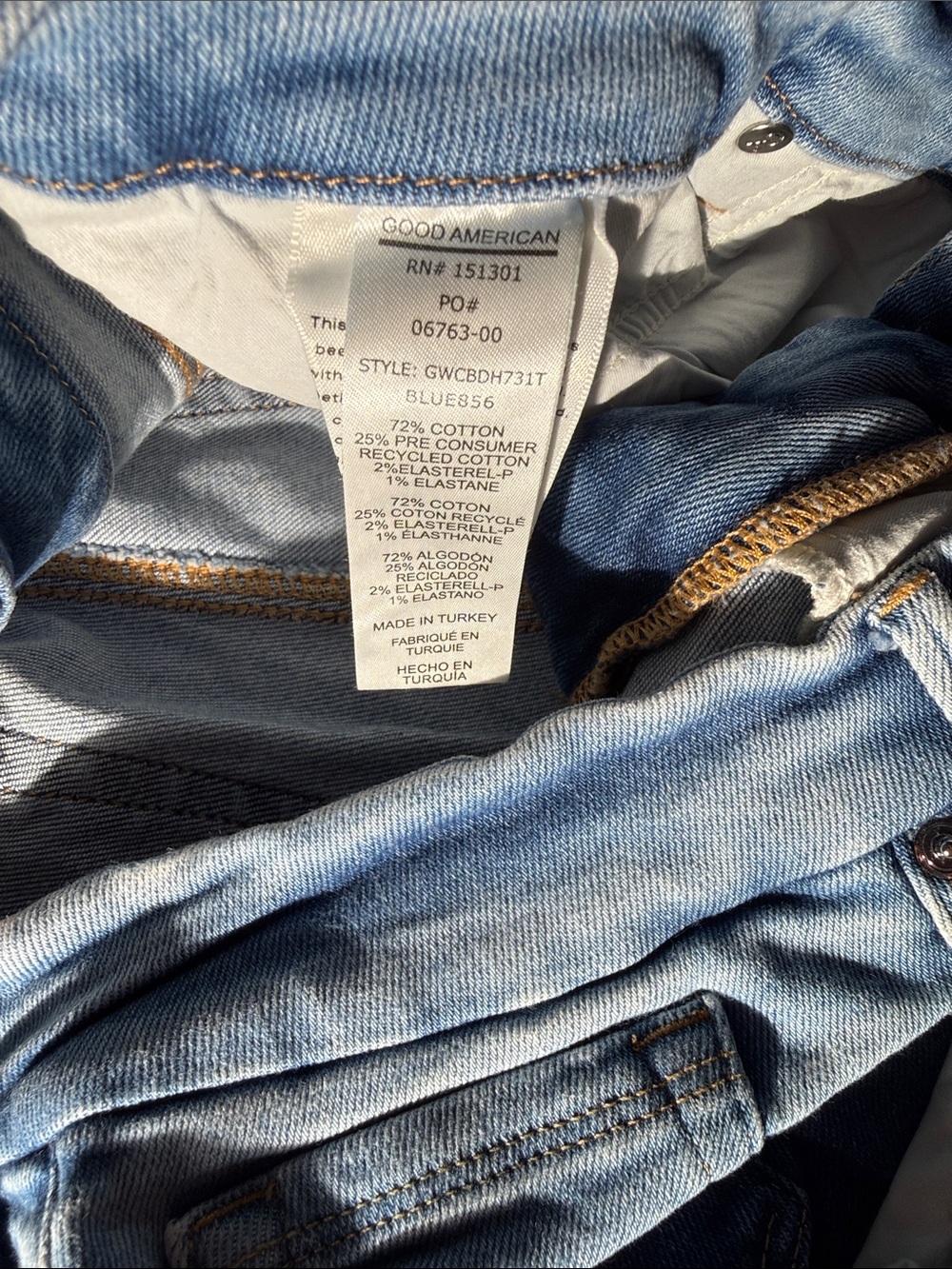 Good American Light Blue Relaxed Jeans with Distressed Hem - Picture 2 of 4
